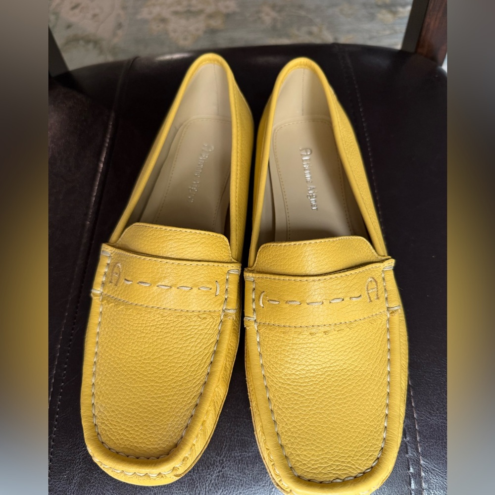 Etienne Aigner yellow Leather Loafers